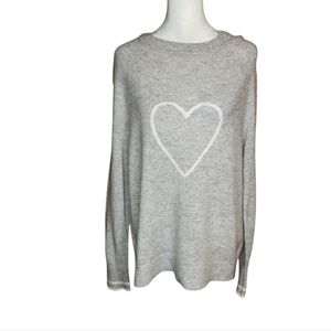 NEW The White Company White Label Gray Heart Sweater 100% Cashmere Size Small